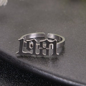 Personalized Birth Year Ring in Gold, Silver & Rose Gold| Birth Year Ring Charm | Custom Old English Letter Number Ring | Date Ring Gold