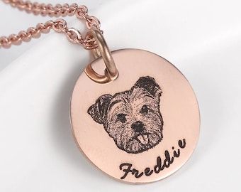 Custom Pet Photo Necklace: Personalized Pet Portrait Pendant