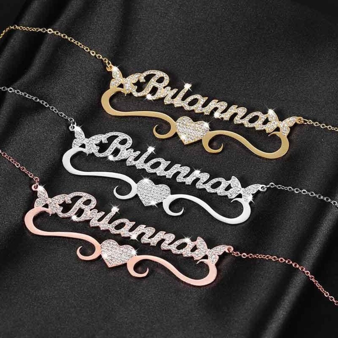Buy Diamond Name Necklace: Custom Studded Pendant, Multiple Fonts