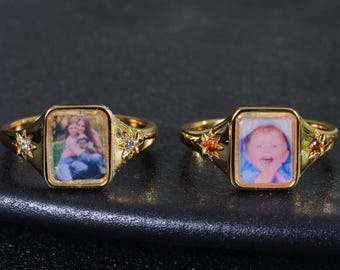 Personalized Square Photo Ring: Custom Picture Keepsake