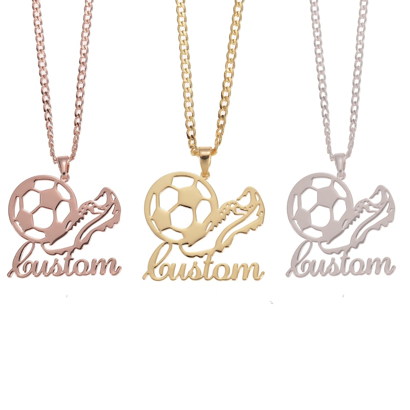 Personalized Name Engraved Soccer Pendant Necklace | Custom Soccer Name Necklace | Player Name Football Sports Locket | Soccer Ball Pendant