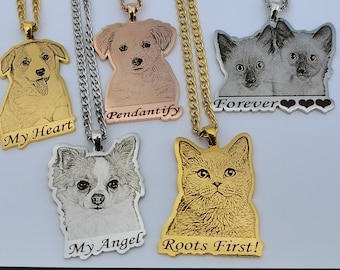 Custom Pet Photo Necklace | Pet Memorial Necklace | Dog Portrait | Cats Necklace | Personalized Pet Picture Necklace | Photo Pet Pendant