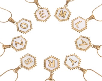 Personalized Stylish Hexagon Initial Pendant Necklace  | Custom Letter Necklace | Hexagon Necklace With Initial | Unique Design Necklace