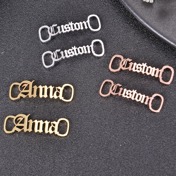Personalized Name Shoe Nameplate in Gold, Silver & Rose Gold | Custom Name Shoe Buckle | Shoe Lace Charm | Shoe Name Plate | Shoes Name Tag