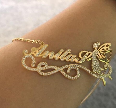 Diamond studded 2024 name necklace
