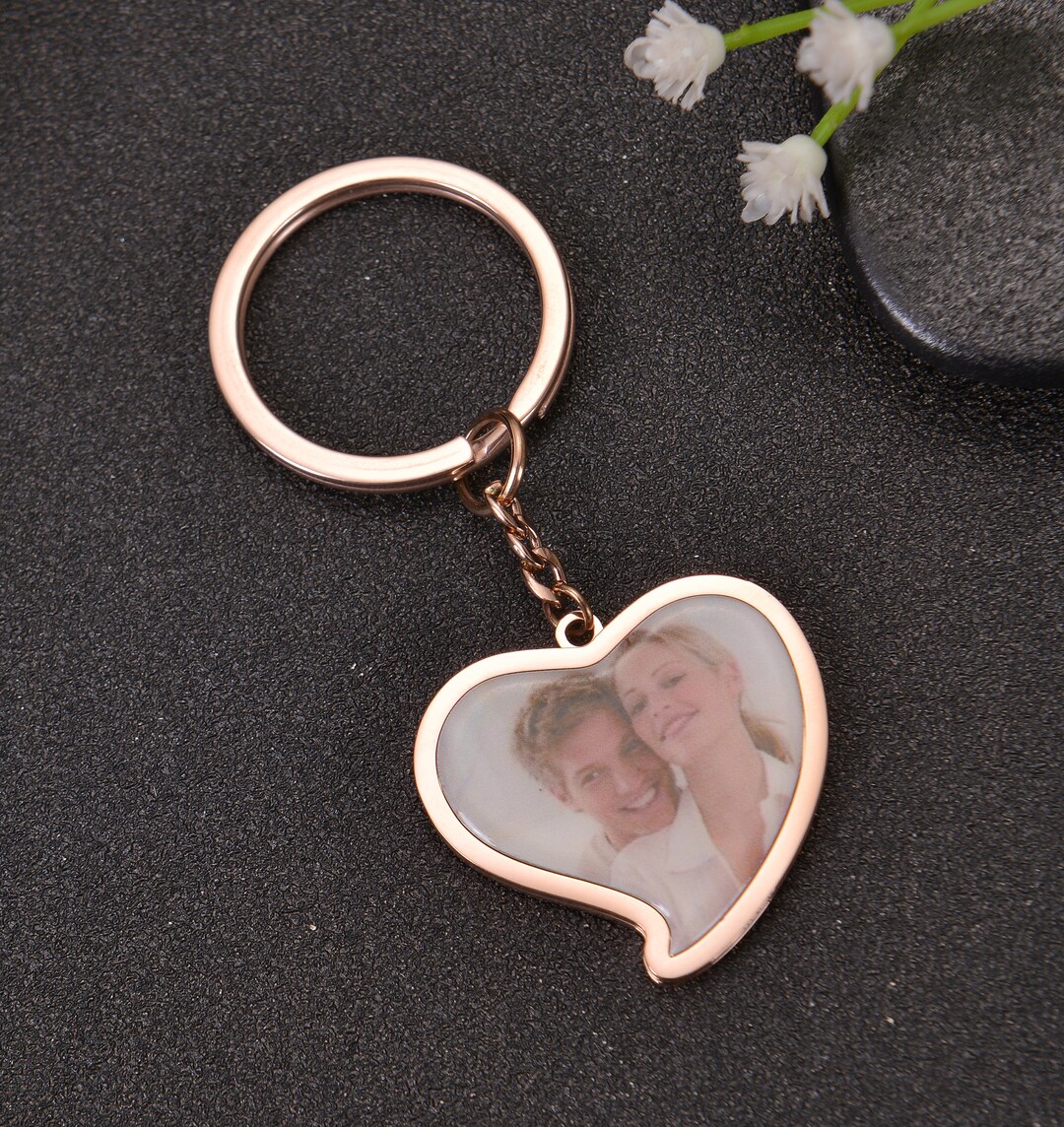 Personalized Heart-shaped Colorful Photo Keychain | Heart Picture ...