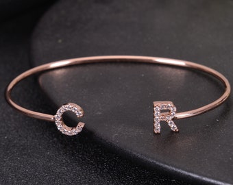 Diamond Initial Bracelet: Personalized Two-Letter Bangle
