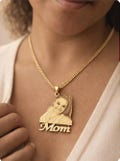 18K Gold Photo Engraved Necklace: Personalized Picture Pendant