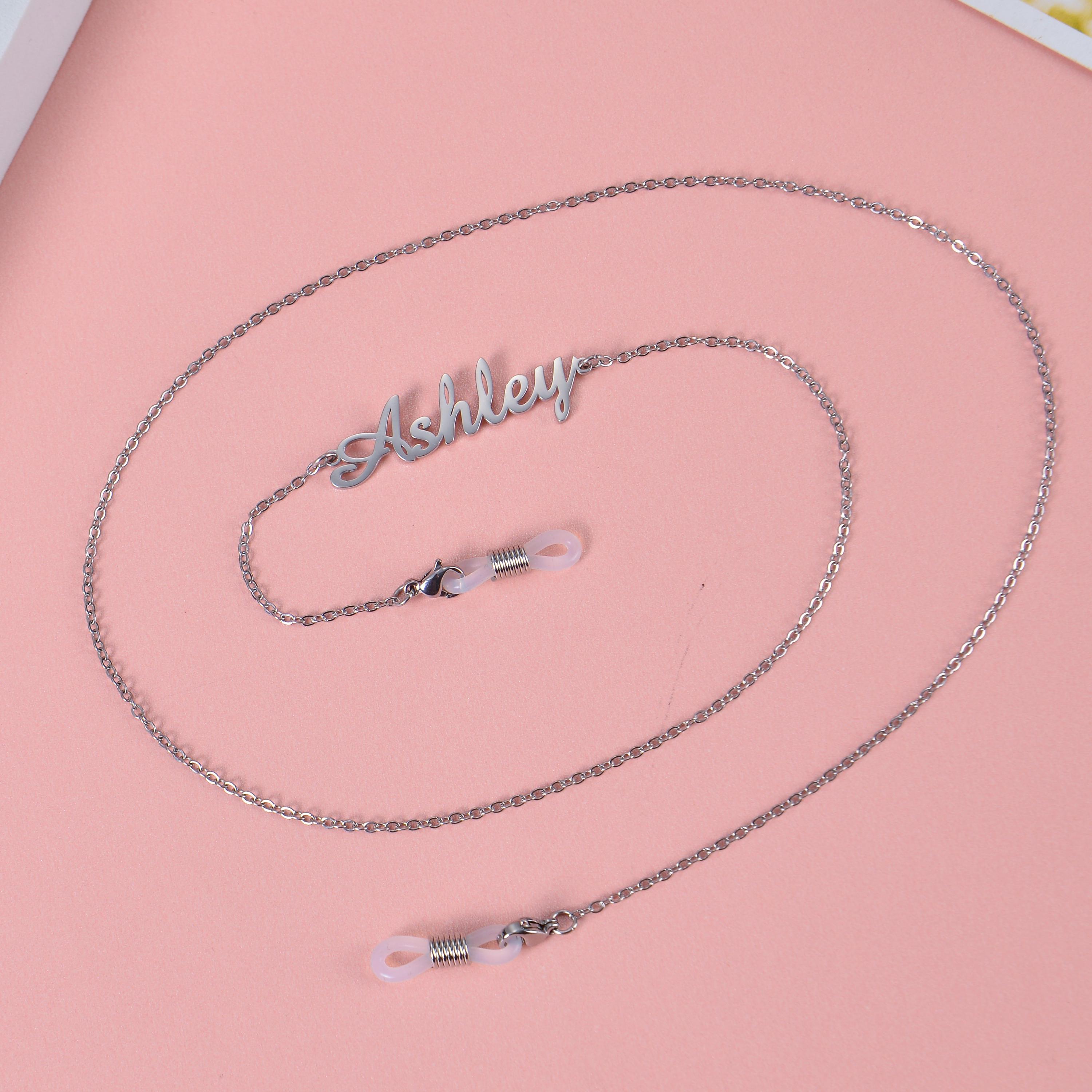 Personalized Name Glasses Chain | Custom Eyeglass Holder Necklace | Name Chain for Glasses – Gold, Silver, Rose Gold