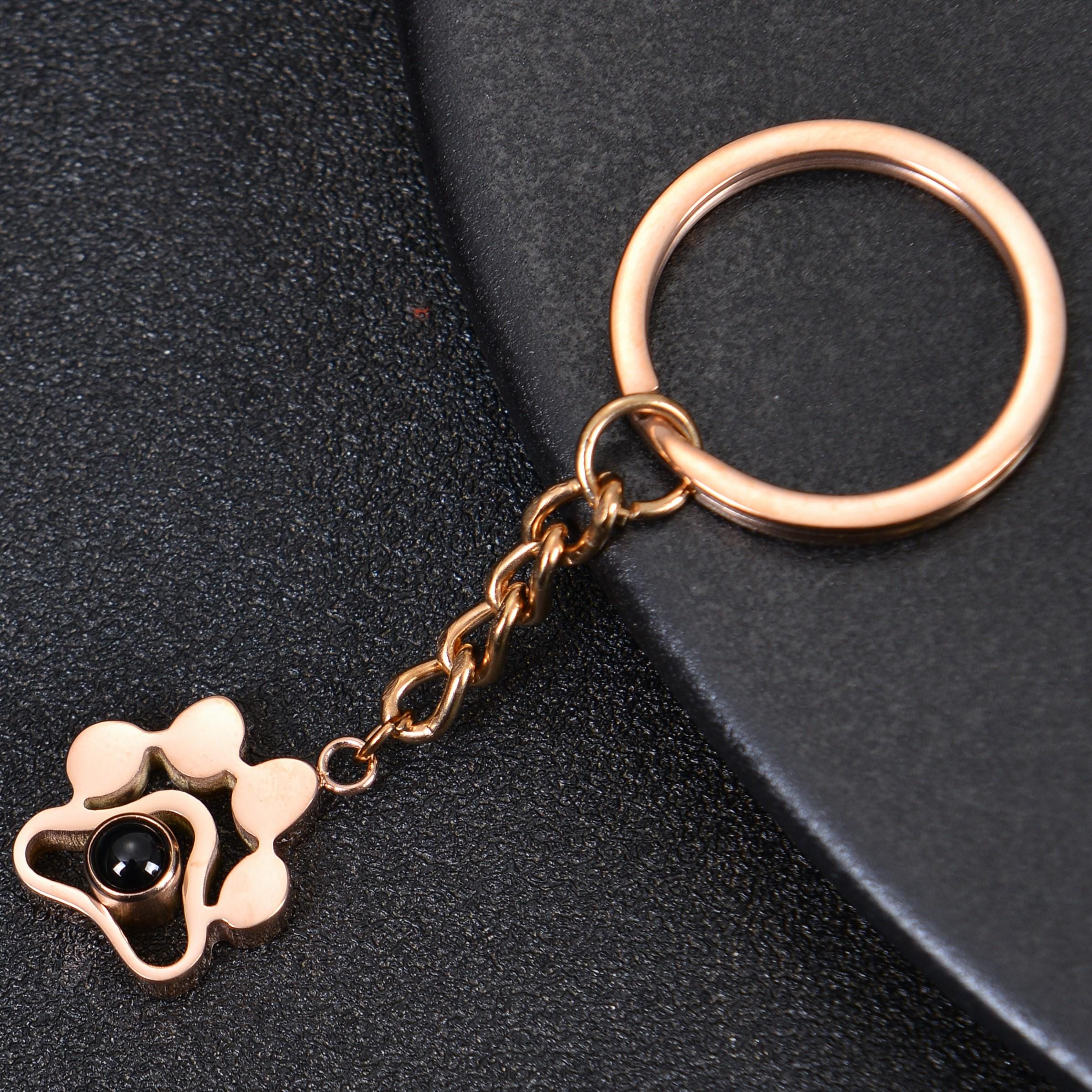 Personalized Pet Paw Photo Projection Keychain | Custom Pet Memorial Keychain | Dog Paw Print Photo Projection Key ring | Paw Shape Keychain