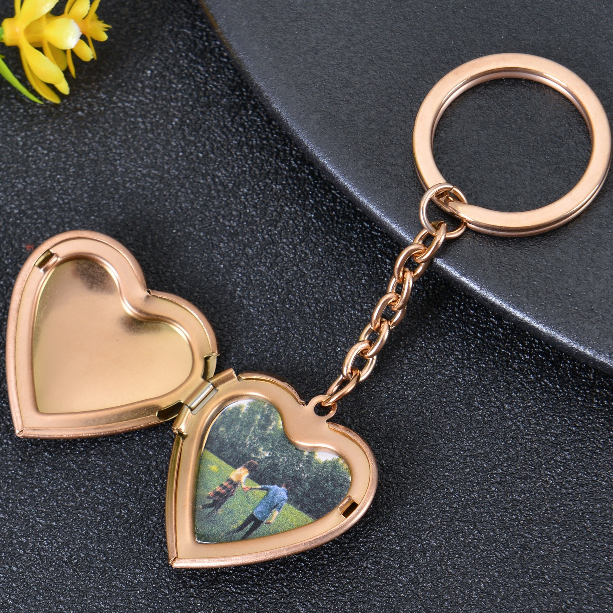 Custom Heart Photo Keychain: Foldable Picture Frame Keyring - Etsy