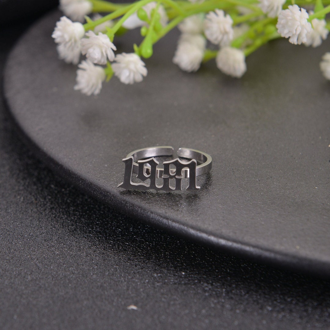 Year Ring Personalized Birth Year Ring in Gold, Silver & Rose Gold| Birth Year ...