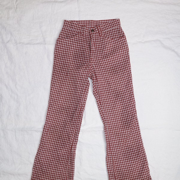 vintage 1960s 1970s levi's red gingham bellbottoms