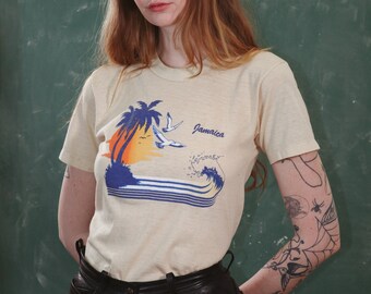 vintage 1980s jamaica single stitch tee