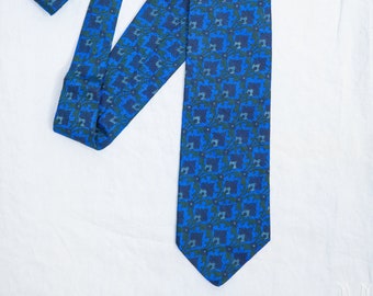 vintage 1970s yves saint laurent blue silk tie