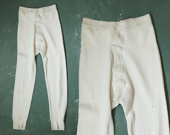 レッグウェア 70s Dead Stock Army Long Johns S Vintage Long Johns White Cotton Blend Czech Army Thermal