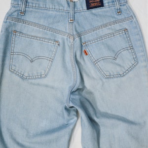 vintage 1960s 1970s light wash faded orange tab levi&#39;s bootcut jeans ~ soft vintage high rise denim