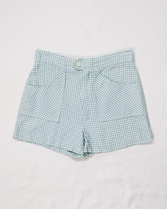 true vintage 1950s 1960s green & white gingham see