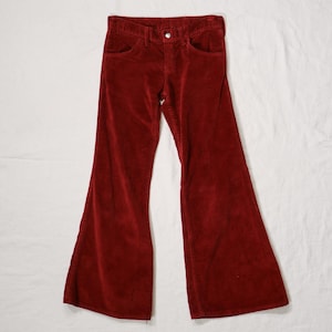 vintage 1970s red corduroy flare pants ~ that 70s show bell bottoms ~ 1970s disco costume