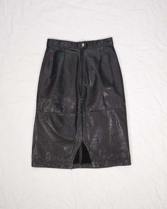 vintage 1980s leather pencil skirt - image 4