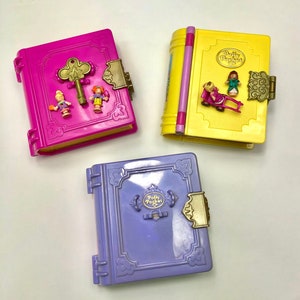 Lot rare Polly Pocket Enchanted Storybook Sweet Treat Shoppe Toy Land Princess Palace 1995 - 1996 Bluebird Toys #16849 #970761 #960511