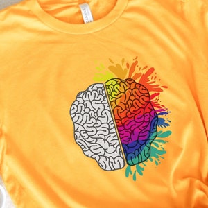 Colorful Brain Anatomy Tee, Artistic And Logical Brain T-Shirt,  Positive Mind, Neurology Art, Anatomical T-Shirt, Brain inspired tshirts