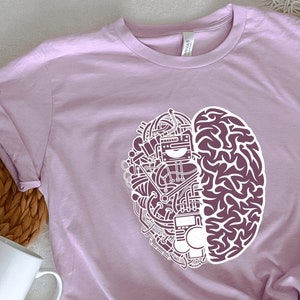 Anatomical Brain Unisex T-Shirt, Digital Human Brain Graphic Tee, Colorful Brain Anatomy Art, Computer technology tshirt digital brain logo