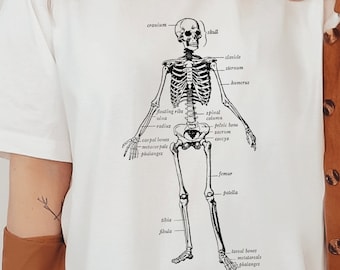 T-shirt unisexe anatomie humaine squelette, cadeau pour les amateurs de sciences ou les étudiants en médecine