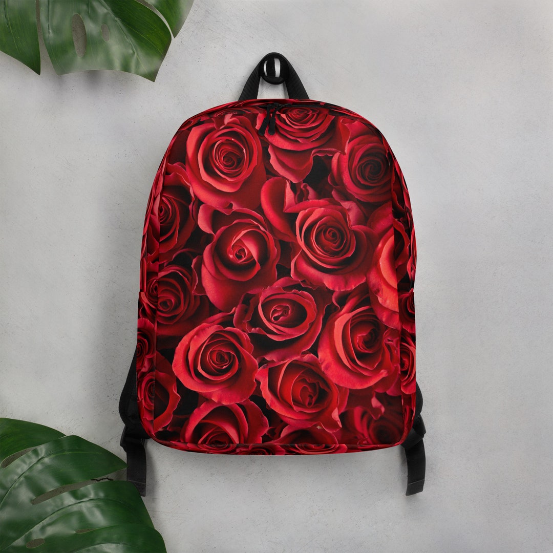 Red Roses Backpack Red Roses Backpack: Floral Laptop Bag, Water-resistant Polyester - Etsy