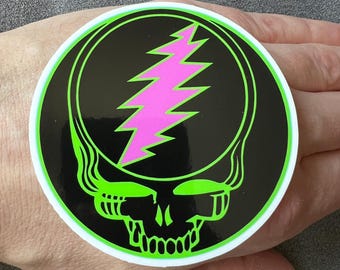 Blacklight Neon Skull Sticker