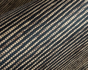 Papel tapiz de rafia tejida a mano / Decoración de pared bohemia de fibra de palma natural