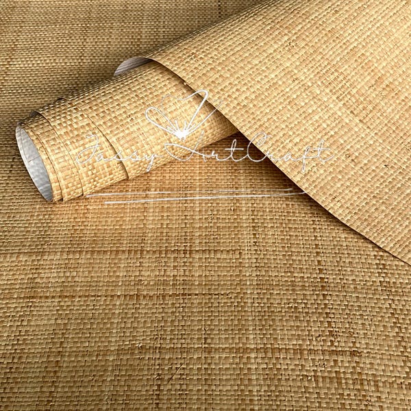 Natural Raffia Wallpaper | Handmade Textured Wall Covering | Furniture Décor & Wallcovering | Tropical Grasscloth Style