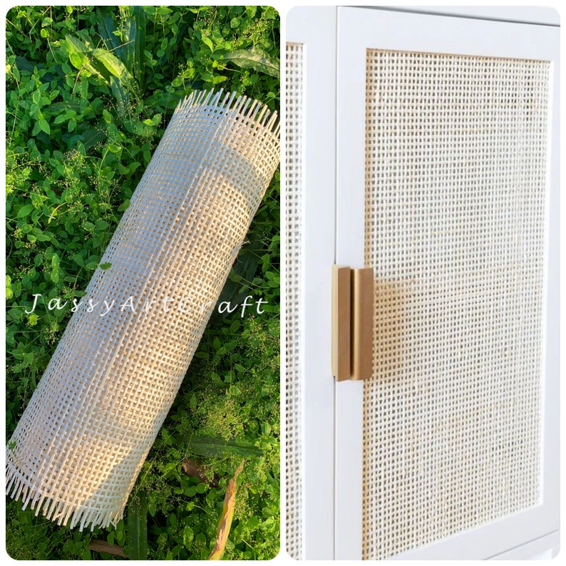 White Radio Rattan Cane Webbing Roll for DIY project Bleached cane fabric Perfect for your furniture image 1