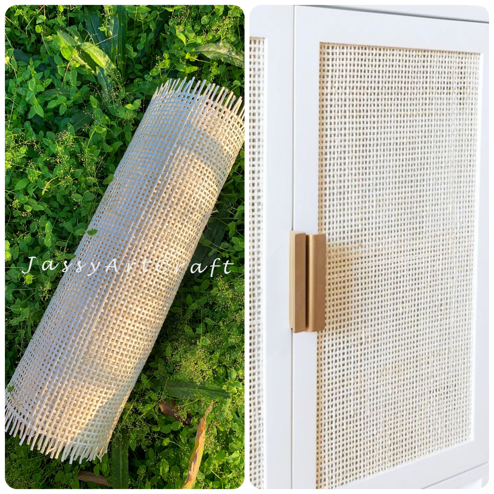 Discount Trends 24” Wide Natural Rattan Webbing Roll for Caning Projects - Woven Open Mesh for Caning Chair - Rattan Hexagon Cane Webbing - 24 x 24