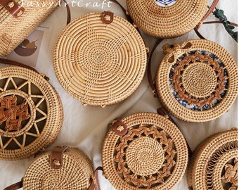 Many types Handmade Rattan Bag- Round Shape, Our New Design- Special Price- Bag for summer vaccaion