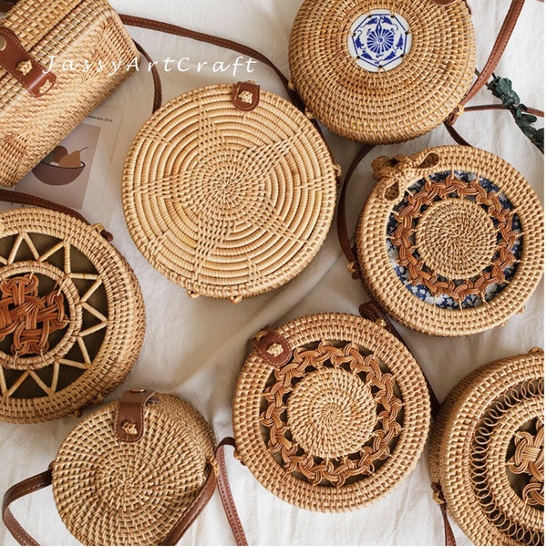 Many types Handmade Rattan Bag- Round Shape, Our New Design- Special Price- Bag for summer vaccaion