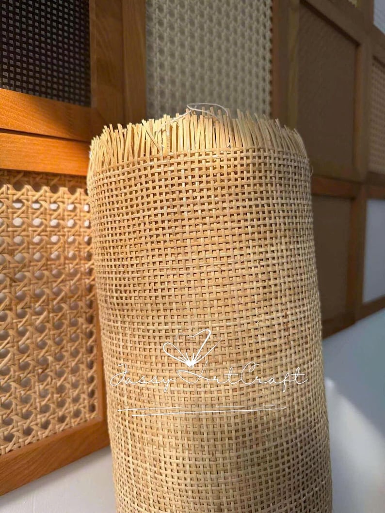 OFF PRICE- Natural Radio Rattan Cane Webbing DIY-Premium Square webbing for furniturer, interior design image 7