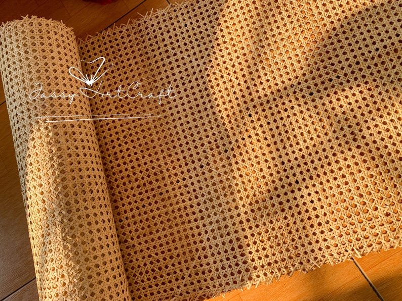 Naturalna plecionka z trzciny rattanowej, naprawa mebli vintage, materiał wiklinowy, projekty DIY zdjęcie 6