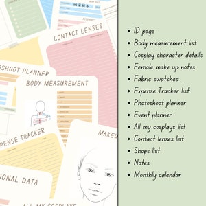 Cosplay Planner | PDF | Printable Version - Etsy