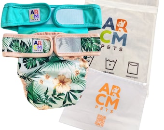 Tailless Dog Diaper Bundle (2 Pack) | Reusable Leak-Resistant Diapers for Incontinence, Heat Cycles, IVDD & Daily Care