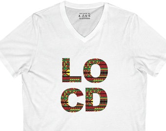 Locd Unisex Jersey Short Sleeve V-Neck Tee | Loc Shirt | Dreadlock Shirt