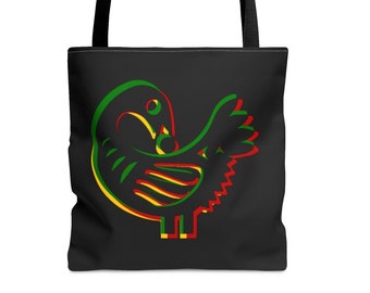 Sankofa Black Yellow Red Green Tote Bag | Sankofa Shopping Bag | Sankofa Tote | Adinkra Tote Bag