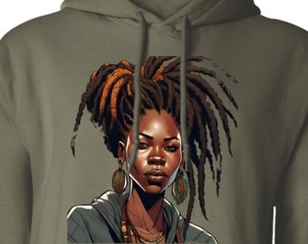 Loc'd Goddess Loc'd Hair Black Girl Melanin Woman Pullover Hoodie