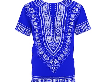 Blue and White Unisex Dashiki Tee | Afrocentric Shirt | Dashiki |