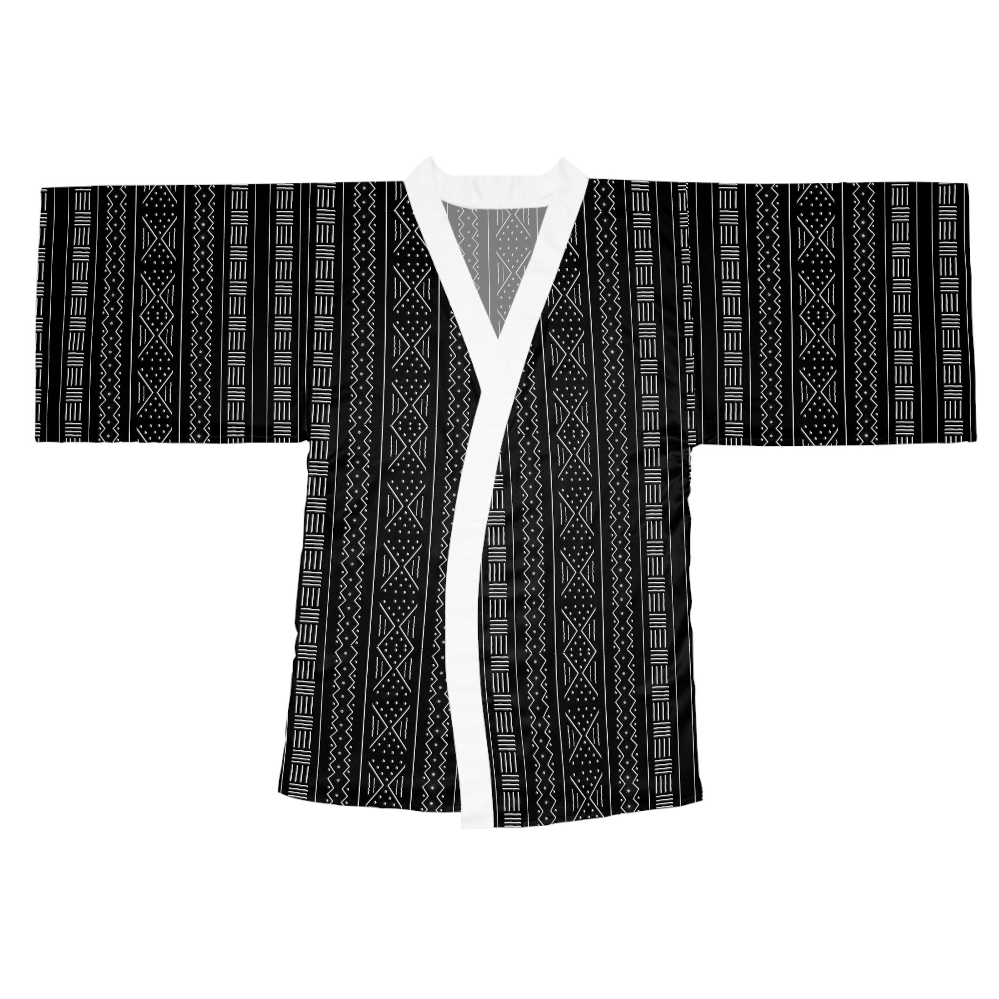Aztec Print Robe Black Tribal Stripe Pattern Kimono Robe | Geometric Aztec Print - Etsy