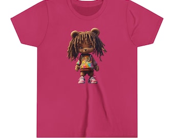 Girl Bear w/ Locs Youth Short Sleeve Tee