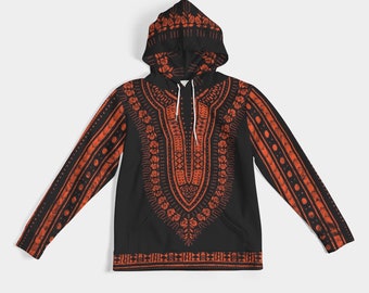 Black/Red Unisex Dashiki Hoodie