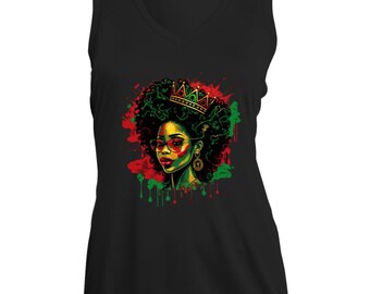 Afro Queen I Ladies' Sleeveless V-Neck Tee