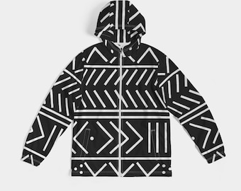 Men's Windbreaker Mudcloth Inspired  | Afrocentric Jacket | African Windbreaker | Black Owned Business | The Power Of Love Clothing