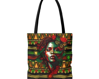 Red Green Black Queen Tote Bag | Afrocentric Tote | Black Girl Tote | Natural Hair Tote | Rasta Tote